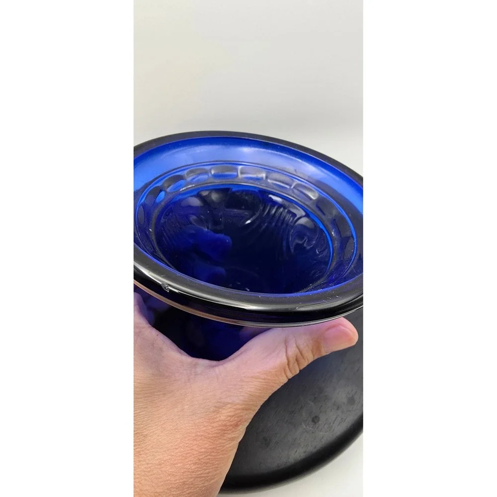Cobalt Blue Art Glass Flared Vase Hand Blown Trumpet Style Decorative Vessel
